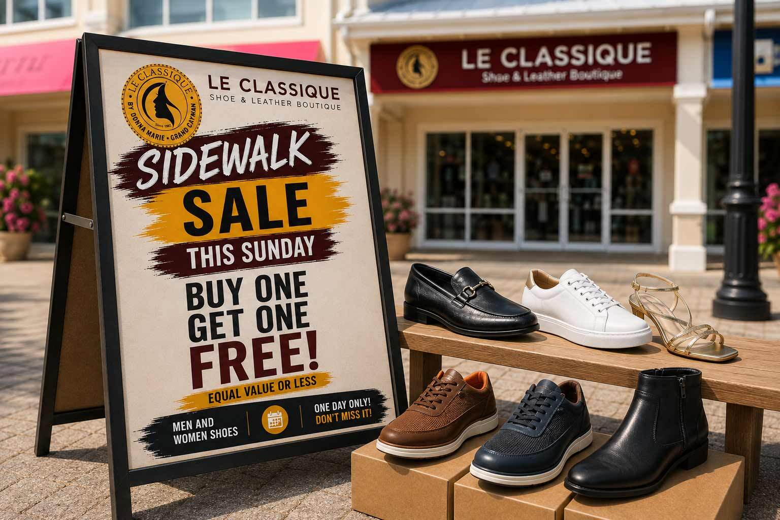 BOGO Men & Womens Shoes Sidewalk Sale at Le Classique